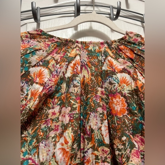 Free People Floral Garden Print Balloon Puff Sleeve Wrap Blouse Top women’s XS - Picture 12 of 16